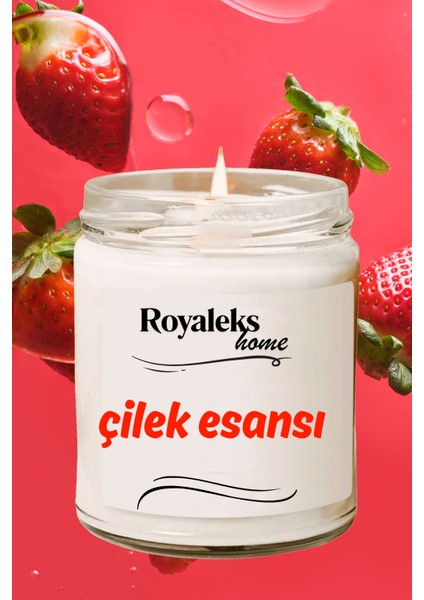 Doğal Özel Seri Kokulu Dekoratif Kavanoz Mum 210 cc - Çilek Esansı - Ryl modelleri