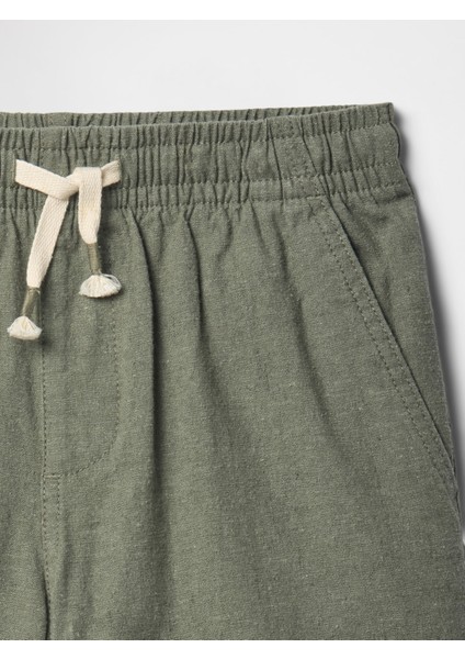 Erkek Çocuk Yeşil Çocuklar Relaxed Keten Karışımı Pull-On Şortlar