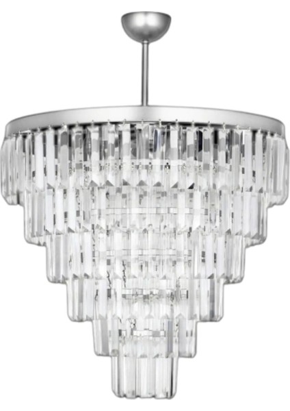 Nilsa Gümüş 50 x 50 cm 'lik Kristal Taşlı Lüks Avize - Yatak Odası - Salon - Mutfak - Hol fiyatları