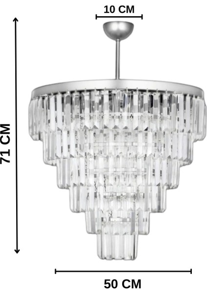 Nilsa Gümüş 50 x 50 cm 'lik Kristal Taşlı Lüks Avize - Yatak Odası - Salon - Mutfak - Hol modelleri