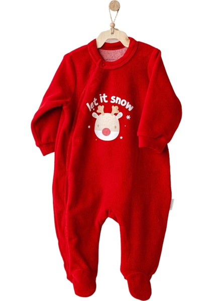 Andywawa AC25332 Happy Newyear Kadife Bebek Tulum Red