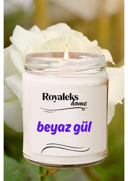 Doğal Özel Seri Kokulu Dekoratif Kavanoz Mum 210 cc - Beyaz Gül - Ryl modelleri