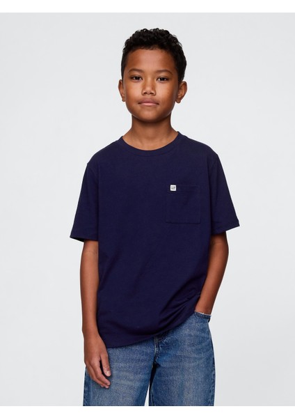Erkek Çocuk Lacivert Gap Logo Cepli T-Shirt