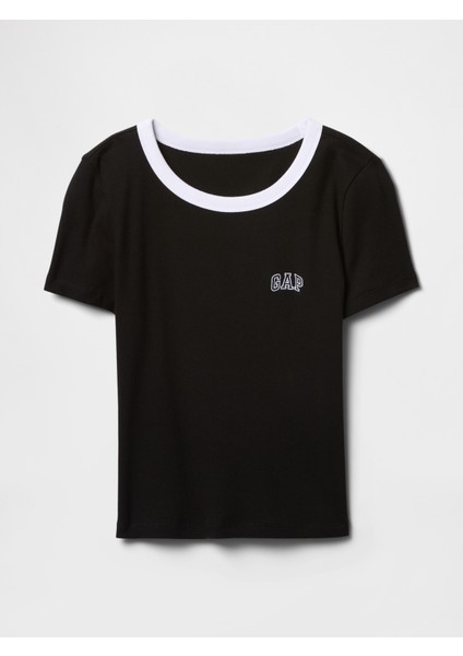 Kadın Siyah Gap Logo Crop T-Shirt