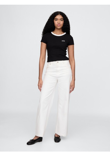 Kadın Siyah Gap Logo Crop T-Shirt