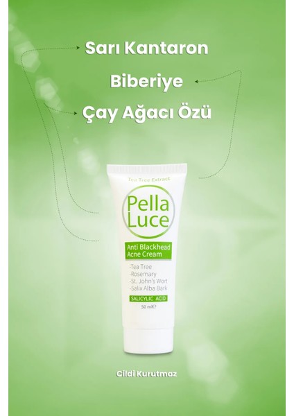 Pella Luce Siyah Nokta Kremi 50 ml – Çay Ağacı Özlü, Biberiye ve Sarı Kantaron