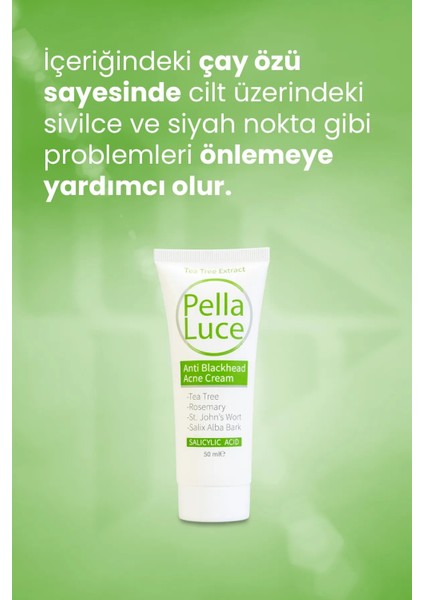 Pella Luce Siyah Nokta Kremi 50 ml – Çay Ağacı Özlü, Biberiye ve Sarı Kantaron