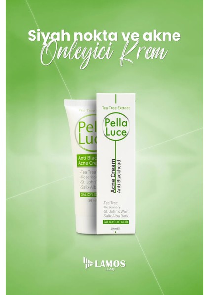 Pella Luce Siyah Nokta Kremi 50 ml – Çay Ağacı Özlü, Biberiye ve Sarı Kantaron