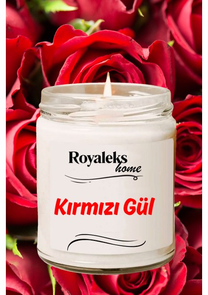 Doğal Özel Seri Kokulu Dekoratif Kavanoz Mum 210 cc - Kırmızı Gül Esansı - Ryl modelleri
