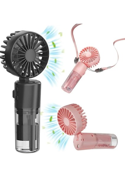 Mini Fan Şarjlı El Fanı Su Püskürtmeli Boyuna Asmalı Mini Klima Fan Vantilatör
