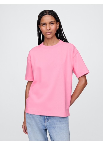 Kadın Pembe Organik Pamuk Vintagesoft Heavyweight T-Shirt