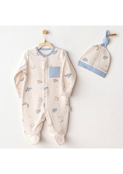 Andywawa AC25919 Romper Hat Set Dino Bebek Tulum Takım Beige