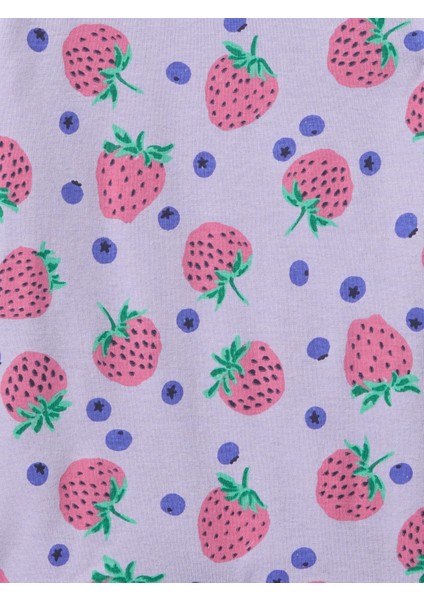 Bebek Mor Çilek Desenli Pijama Takımı