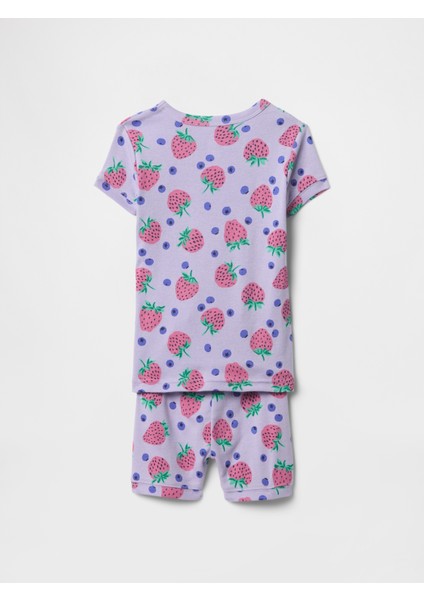 Bebek Mor Çilek Desenli Pijama Takımı