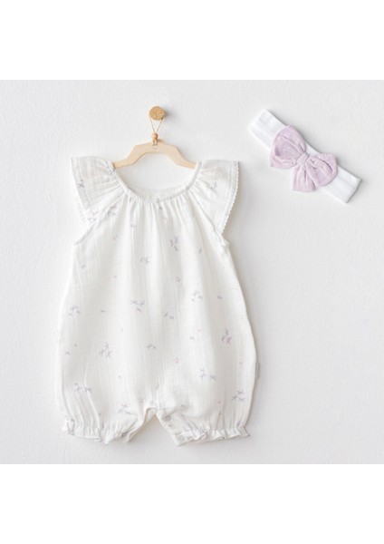 Andywawa AC25573 Magical Butterfly Müslin Bebek Tulum Takım White