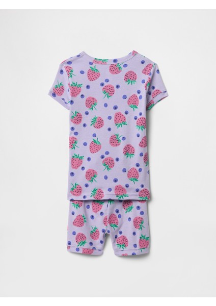 Bebek Mor Çilek Desenli Pijama Takımı