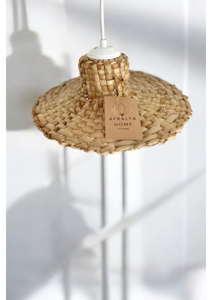 Hasır Bambu Rattan Avize 30 cm Iskandinav Bohem Rustik Avize Sarkıt-Salon Yatak Odası(Duy Dahil )