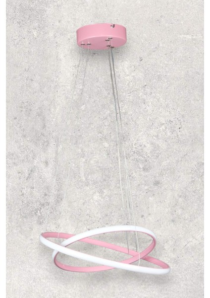 Axes Modern Tasarım Pembe Renk - Yatak Odası - Salon -Çocuk Odası - Mutfak Beyaz LED 2 Li Avize