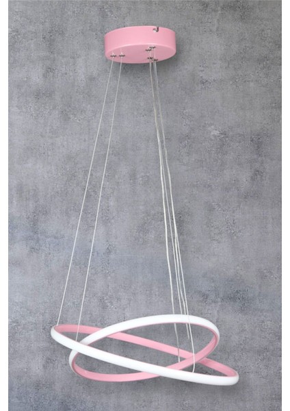 Axes Modern Tasarım Pembe Renk - Yatak Odası - Salon -Çocuk Odası - Mutfak Beyaz LED 2 Li Avize