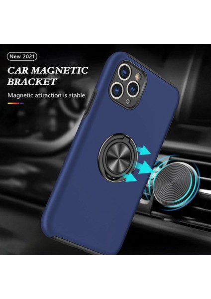 Apple iPhone 11 Pro Max Kılıf Elit Yüzüklü Kapak - Lacivert Gnzrz
