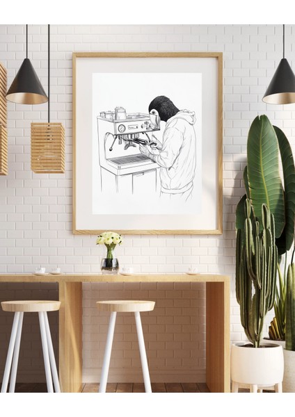 Tukan Barista Çizgi Sanat Poster – Komik Kahve Istasyonu Duvar Sanatı, Kuş Başlı Barista fiyatları