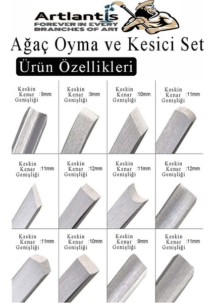 Ağaç Oyma ve Keski Seti 12 Parça 1 Paket Çantalı Iskerpela Oyma El Keski Bıçağı Ağaç Işleme Ahşap Oyma Bıçakları Elişi