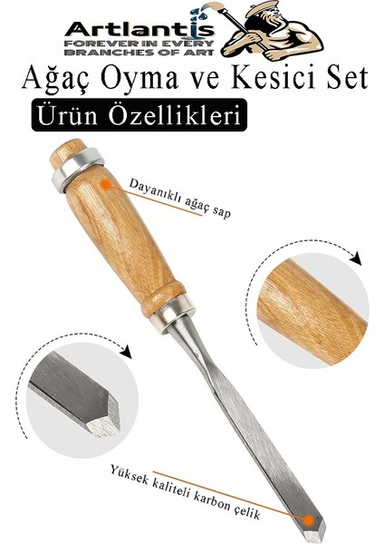 Ağaç Oyma ve Keski Seti 12 Parça 1 Paket Çantalı Iskerpela Oyma El Keski Bıçağı Ağaç Işleme Ahşap Oyma Bıçakları Elişi