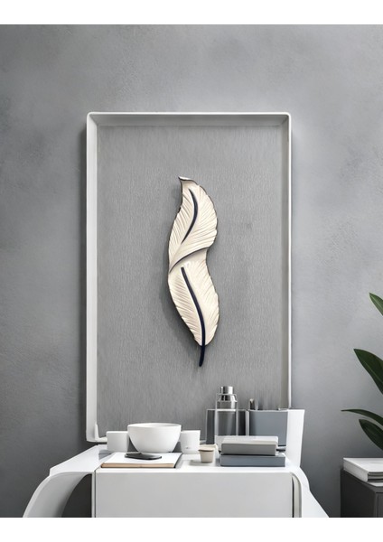 Tüy Aplik Led'li Pilli Dekoratif Duvar Aydınlatma Krem-Siyah 60*16 cm