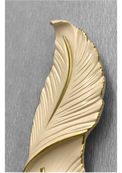 Tüy Aplik Led'li Pilli Dekoratif Duvar Aydınlatma Bej-Gold 60*16 cm
