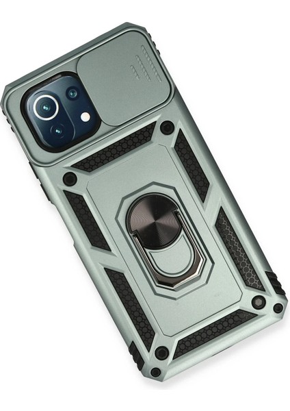 Xiaomi Mi 11 Lite Kılıf Pars Lens Yüzüklü Silikon - Yeşil Gnzrz