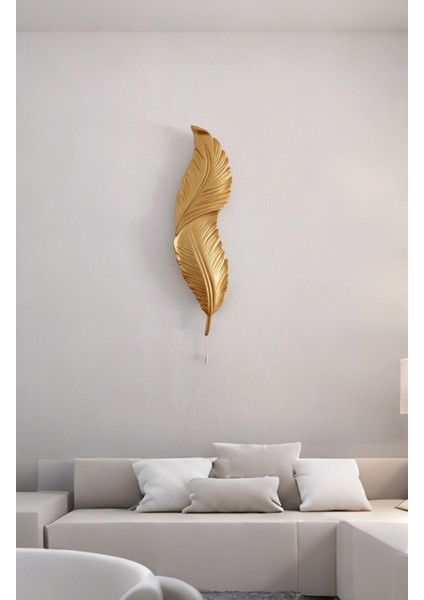 Tüy Aplik Ledli Pilli Dekoratif Duvar Aydınlatma - Şık ve Modern Tasarım - Kolay Montaj (60*16 cm )
