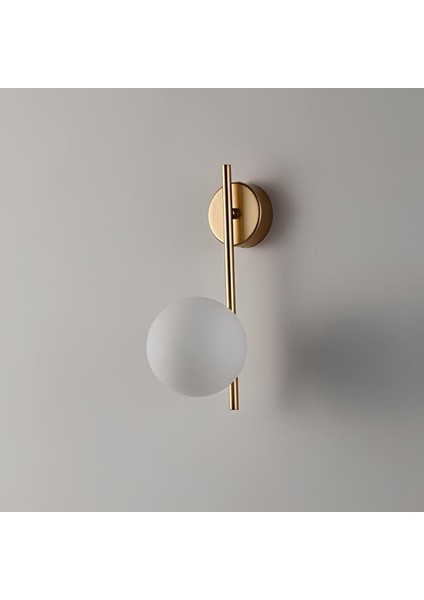 Sedef Gold Kasa Beyaz Camlı Tekli Aplik ( Pilli Değildir)