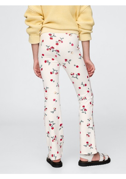 Kız Çocuk Kırık Beyaz Flare Legging Tayt