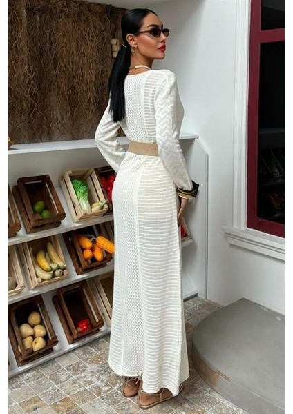 Ajurlu V Yaka Elbise 2851