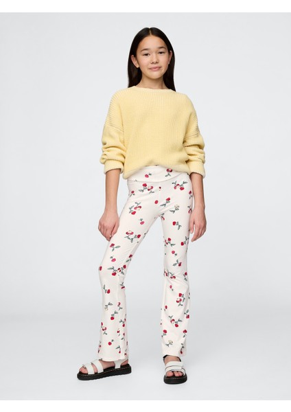 Kız Çocuk Kırık Beyaz Flare Legging Tayt