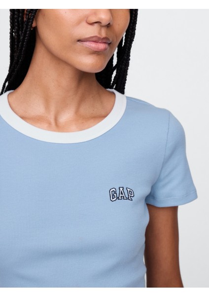 Kadın Mavi Gap Logo Crop T-Shirt