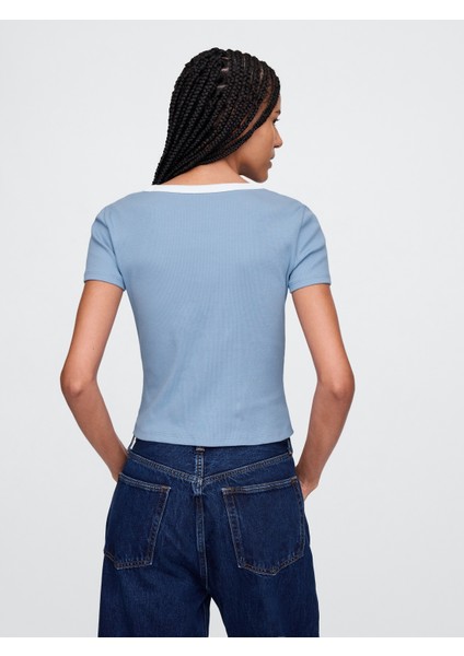 Kadın Mavi Gap Logo Crop T-Shirt fırsatları
