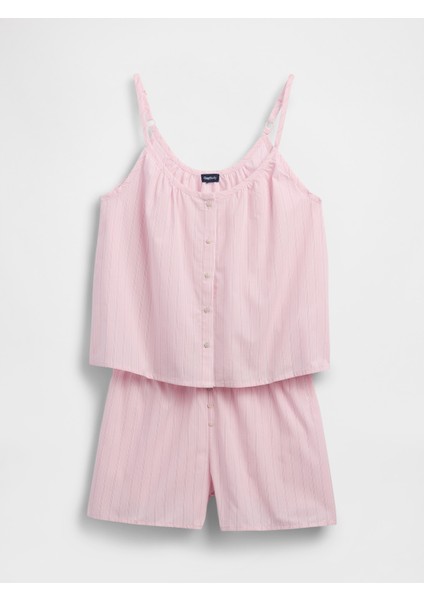 Kadın Pembe Poplin Şort Pijama Altı