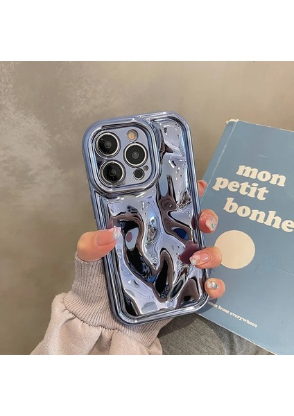 Apple iPhone 11 Mavi Hologram Kabartmalı Parlak Silikon Telefon Kılıfı