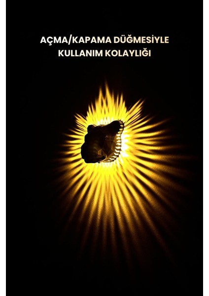 Aslan Figür LED Duvar Lambası–aplik, Pilli, Dekoratif, Modern Aydınlatma/amber Renk Gece Lamba-Siya
