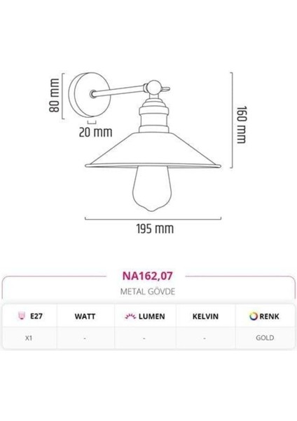 Dekoratif Iç Mekan Aplik Gold Md-A 5212-07