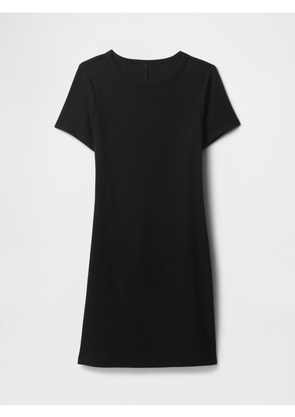 Kadın Siyah Fitilli Mini T-Shirt Elbise fiyatları