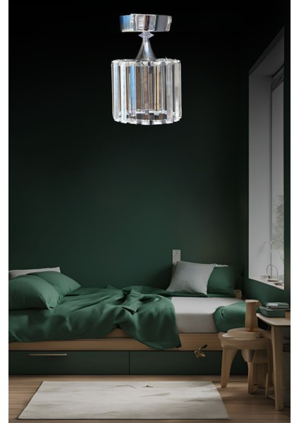 Kristal Modern Estetik Yatak Mutfak Oturma Salon Çocuk Odası Krom Taşlı 14 Taşlı Plafonyer Avize