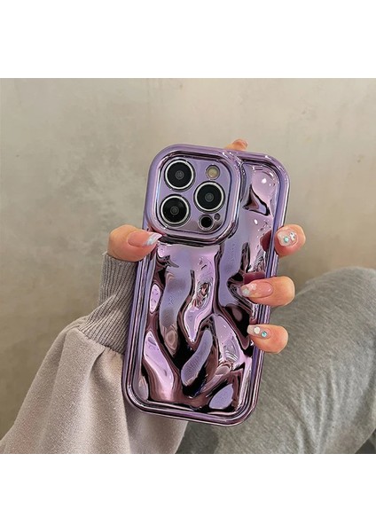 Apple iPhone 11 Mor Hologram Kabartmalı Parlak Silikon Telefon Kılıfı