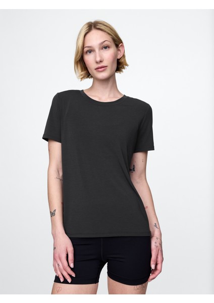 Kadın Siyah Gapfit Breathe T-Shirt
