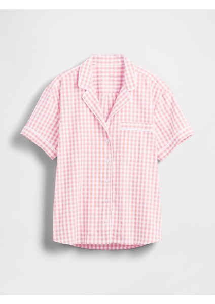 Kadın Pembe Poplin Pijama Üstü