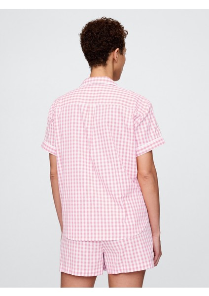 Kadın Pembe Poplin Pijama Üstü