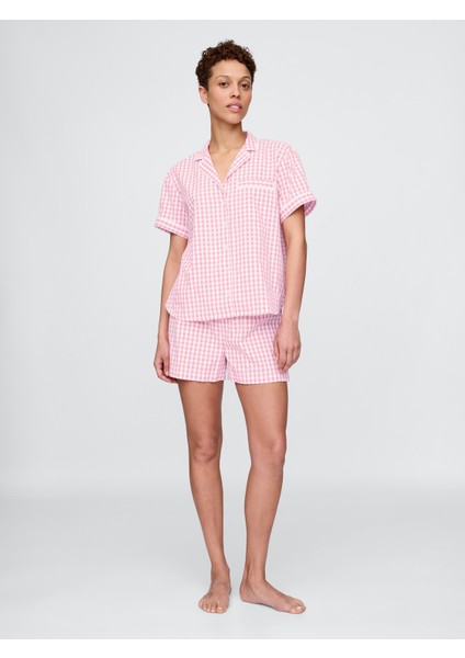 Kadın Pembe Poplin Pijama Üstü
