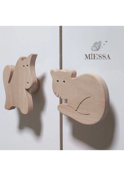 Kedi ve Köpekli Dolap Kulpu 2'li Bebek Çocuk Odası Şifonyer Kulpu, Figürlü Çekmece Kulp