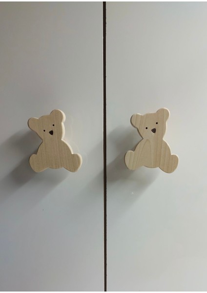 Ayıcıklı Dolap Kulpu 2'li Bebek Çocuk Odası Şifonyer Kulpu, Figürlü Çekmece Kulp fırsatları